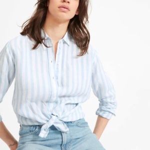 Everlane Linen Relaxed Shirt in Blue/White Stripe